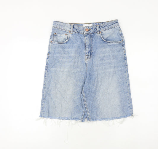 ASOS Mens Blue Cotton Bermuda Shorts Size 30 in Regular Zip