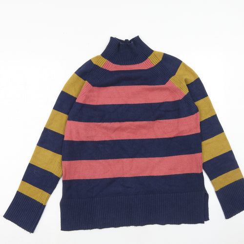 NEXT Womens Multicoloured High Neck Striped Polyester Pullover Jumper Size S