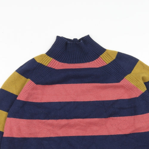 NEXT Womens Multicoloured High Neck Striped Polyester Pullover Jumper Size S