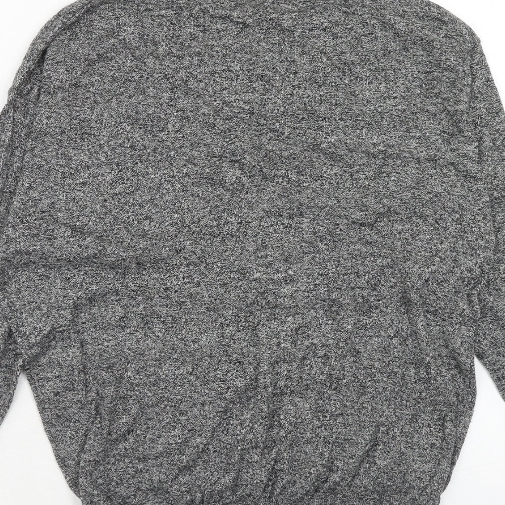 Marks and Spencer Womens Grey V-Neck Cotton Pullover Jumper Size 10