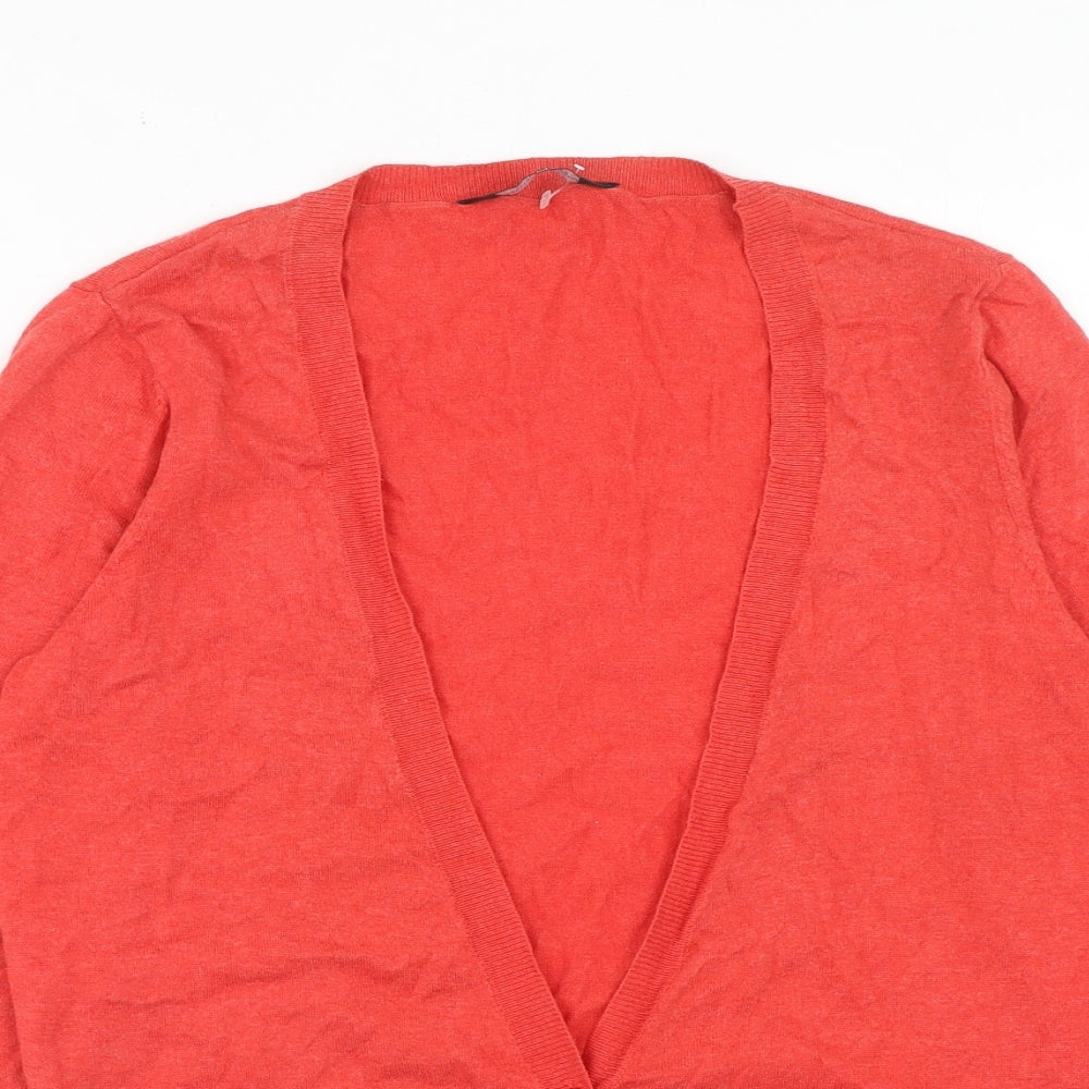 Dorothy Perkins Womens Red V-Neck Cotton Cardigan Jumper Size 12