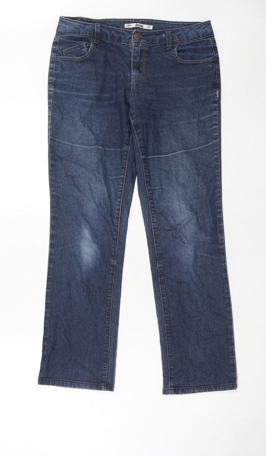 Dorothy Perkins Womens Blue Cotton Straight Jeans Size 10 Regular Zip