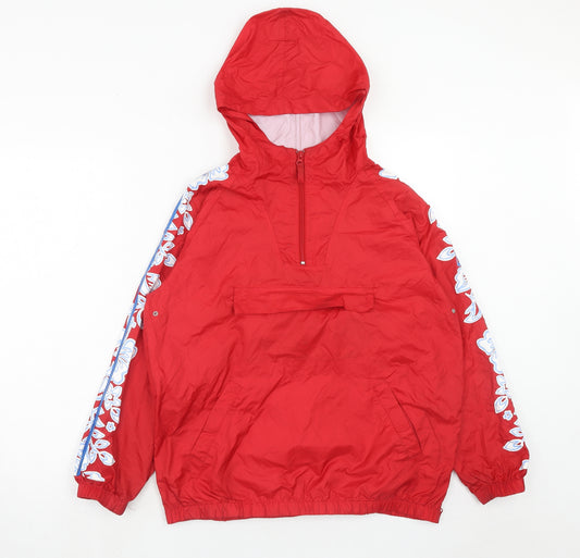 Gap Girls Red Floral Anorak Jacket Size 10 Years Zip