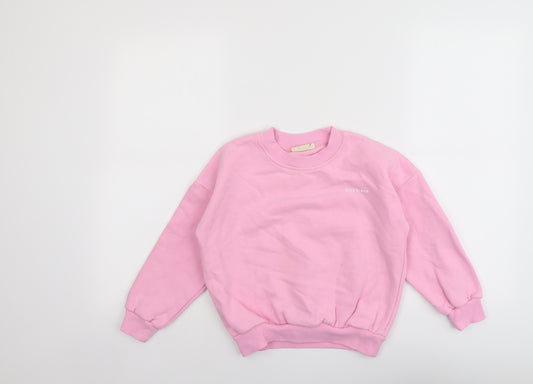 Tiny Trove Girls Pink Cotton Pullover Sweatshirt Size 5 Years Pullover