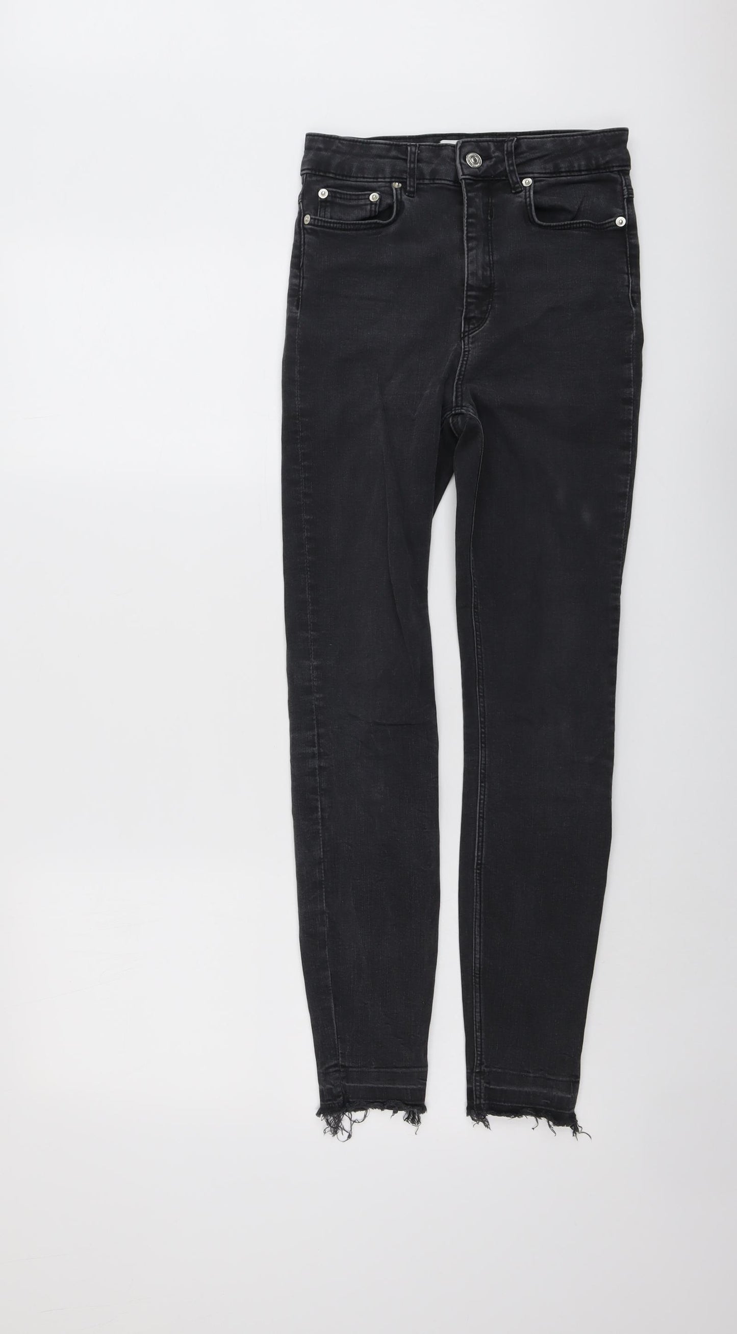 Zara Womens Grey Cotton Skinny Jeans Size 6 L27 in Regular Button