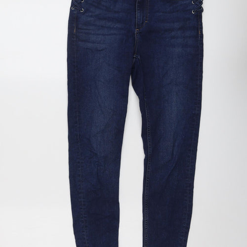Zara Womens Blue Cotton Skinny Jeans Size 10 L27 in Regular Button