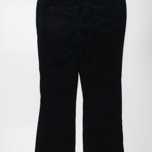 Marks and Spencer Womens Blue Herringbone Cotton Trousers Size 10 L27 in Regular Button