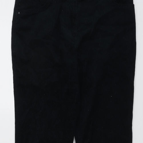 Marks and Spencer Womens Blue Herringbone Cotton Trousers Size 10 L27 in Regular Button