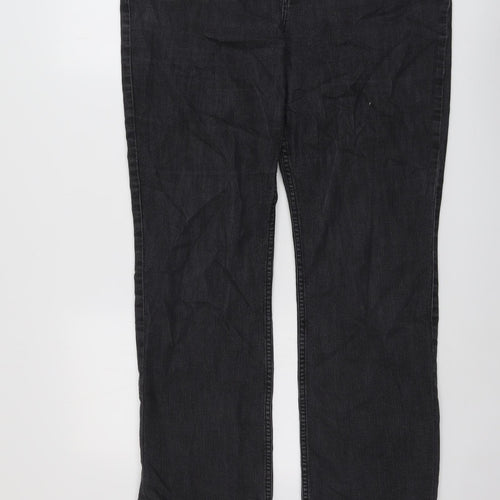 Per Una Womens Grey Cotton Straight Jeans Size 16 L28 in Regular Button