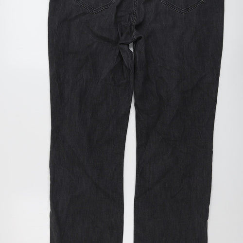 Per Una Womens Grey Cotton Straight Jeans Size 16 L28 in Regular Button