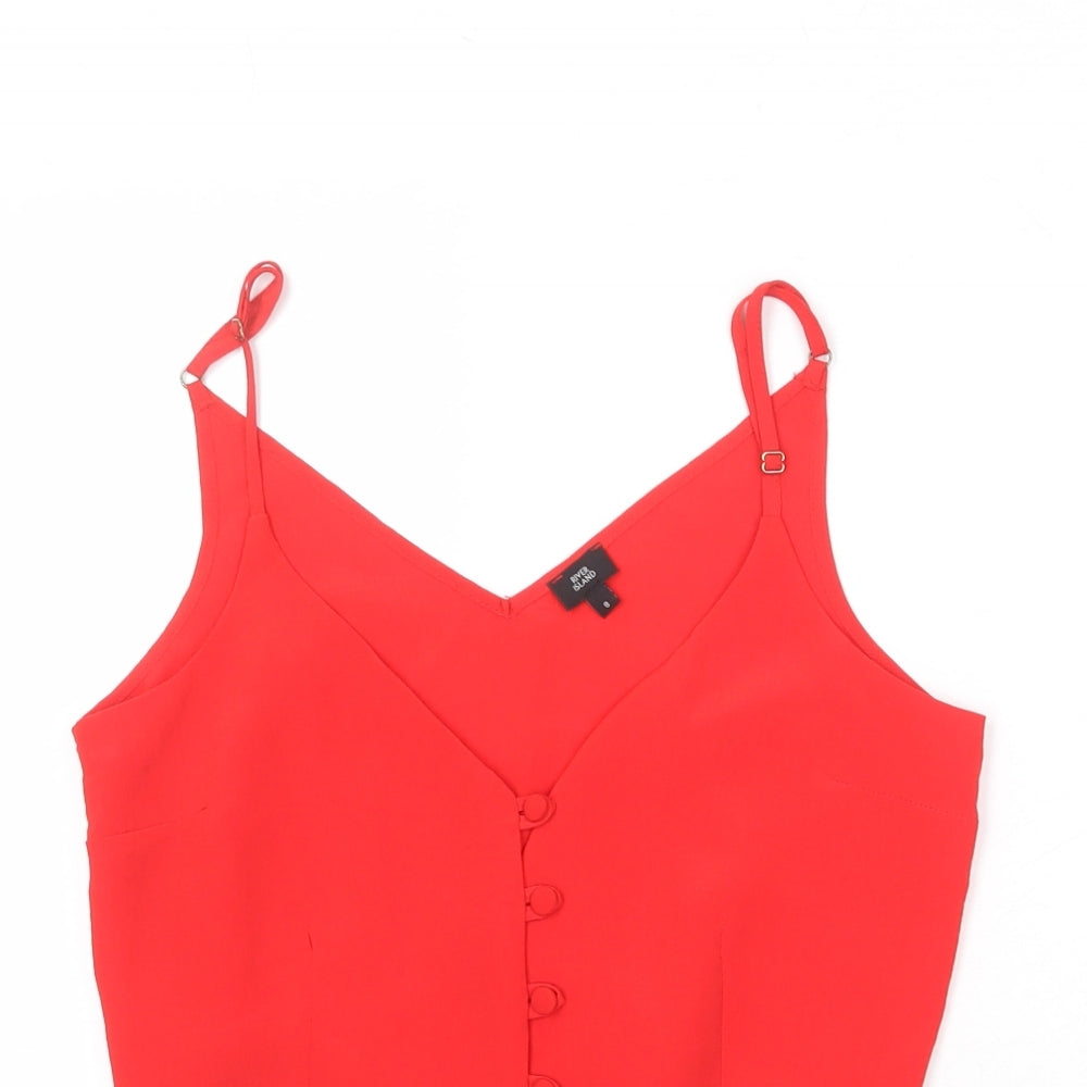River Island Womens Red Polyester Camisole Tank Size 8 V-Neck