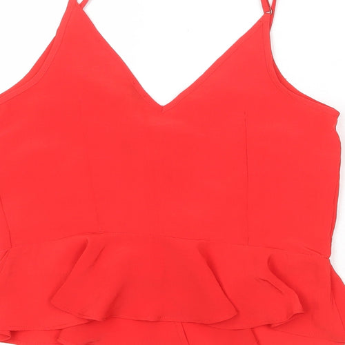River Island Womens Red Polyester Camisole Tank Size 8 V-Neck