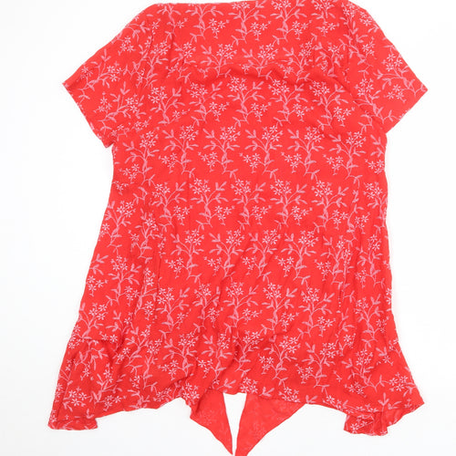 Roman Womens Red Floral Viscose T-Shirt Dress Size 18 Round Neck Pullover