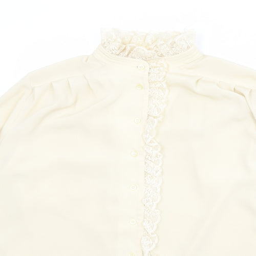 Windsmoor Womens Beige Polyester Basic Button-Up Size 16 Round Neck