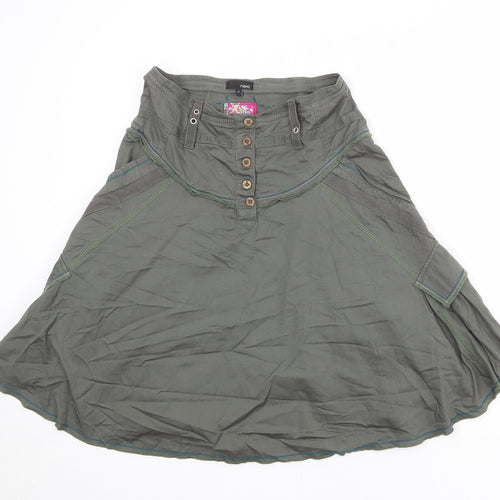 NEXT Womens Green Cotton Cargo Skirt Size 10 Button