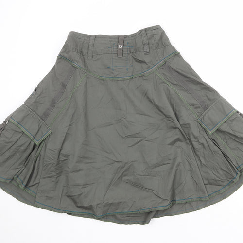 NEXT Womens Green Cotton Cargo Skirt Size 10 Button