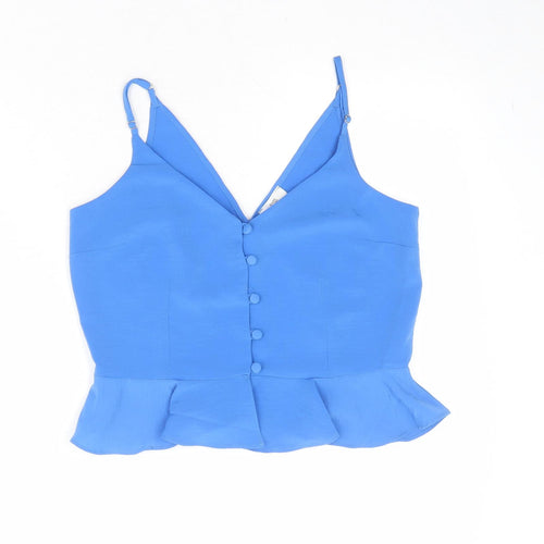 River Island Womens Blue Polyester Camisole Tank Size 8 V-Neck