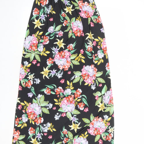Boohoo Womens Black Floral Polyester Maxi Size 10 Off the Shoulder Pullover