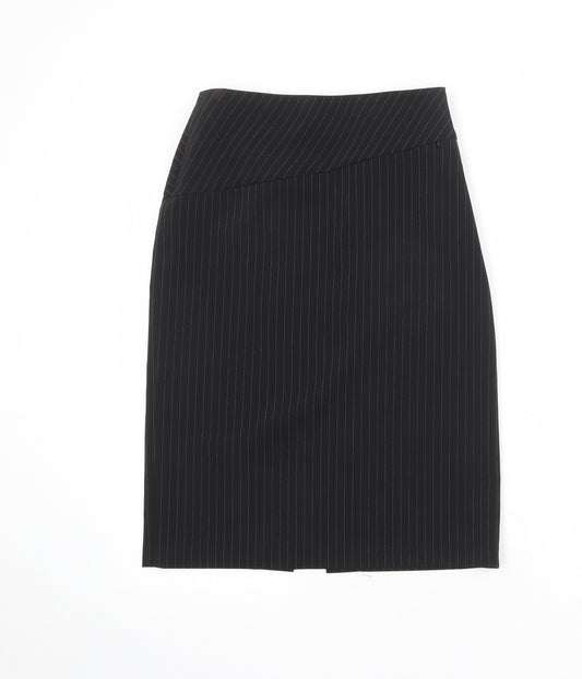 For Women Womens Black Striped Polyester Straight & Pencil Skirt Size 10 Zip