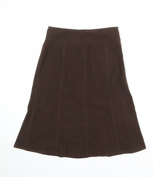 New Look Womens Brown Polyester Swing Skirt Size 8 Zip