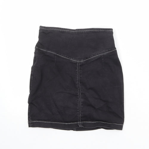 Nasty Gal Womens Black Cotton A-Line Skirt Size 6 Zip