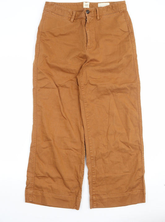 Gap Womens Brown Cotton Wide-Leg Jeans Size 10 Regular Zip