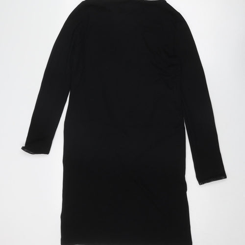 Marks and Spencer Womens Black Viscose A-Line Size 12 Round Neck Pullover