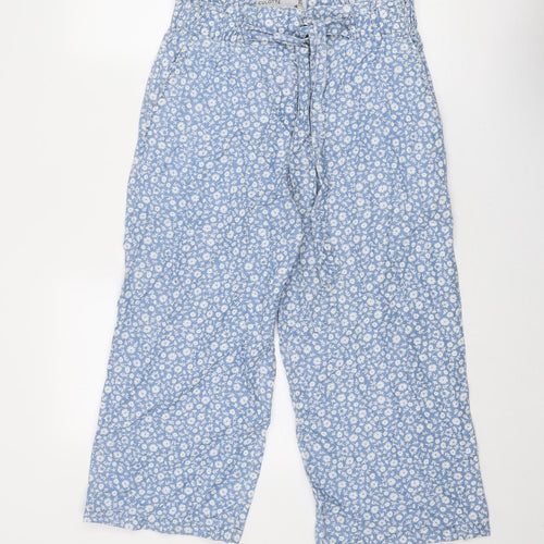 NEXT Womens Blue Floral Lyocell Trousers Size 10 Regular Zip
