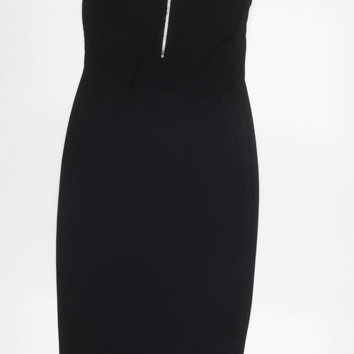 New Look Womens Black Polyester Bodycon Size 12 Round Neck Zip
