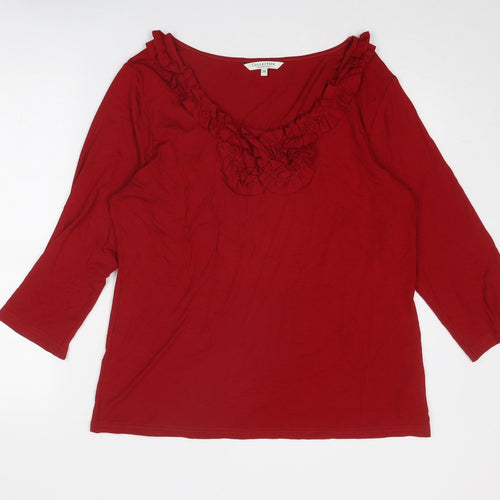 Debenhams Womens Red Viscose Basic T-Shirt Size 20 Round Neck