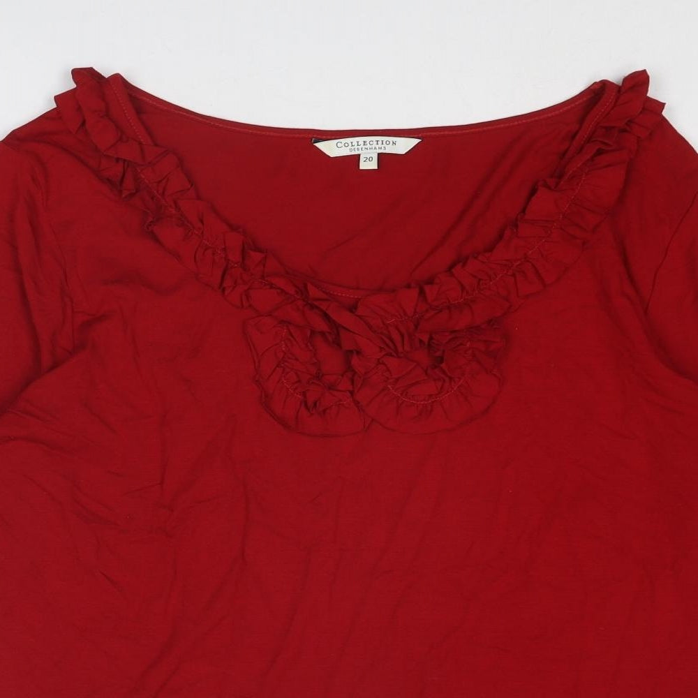 Debenhams Womens Red Viscose Basic T-Shirt Size 20 Round Neck