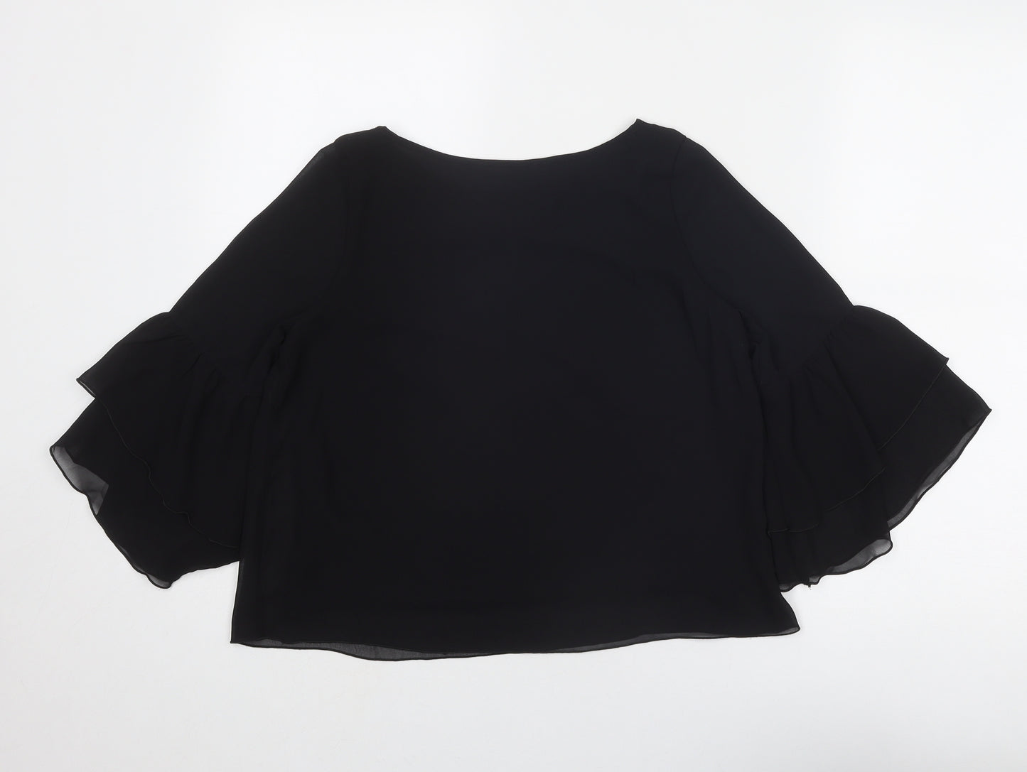 H&M Girls Black Polyester Basic Blouse Size 13 Years Round Neck Pullover