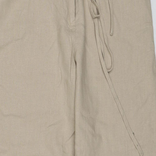 Dorothy Perkins Womens Beige Linen Chino Trousers Size 14 Regular Zip