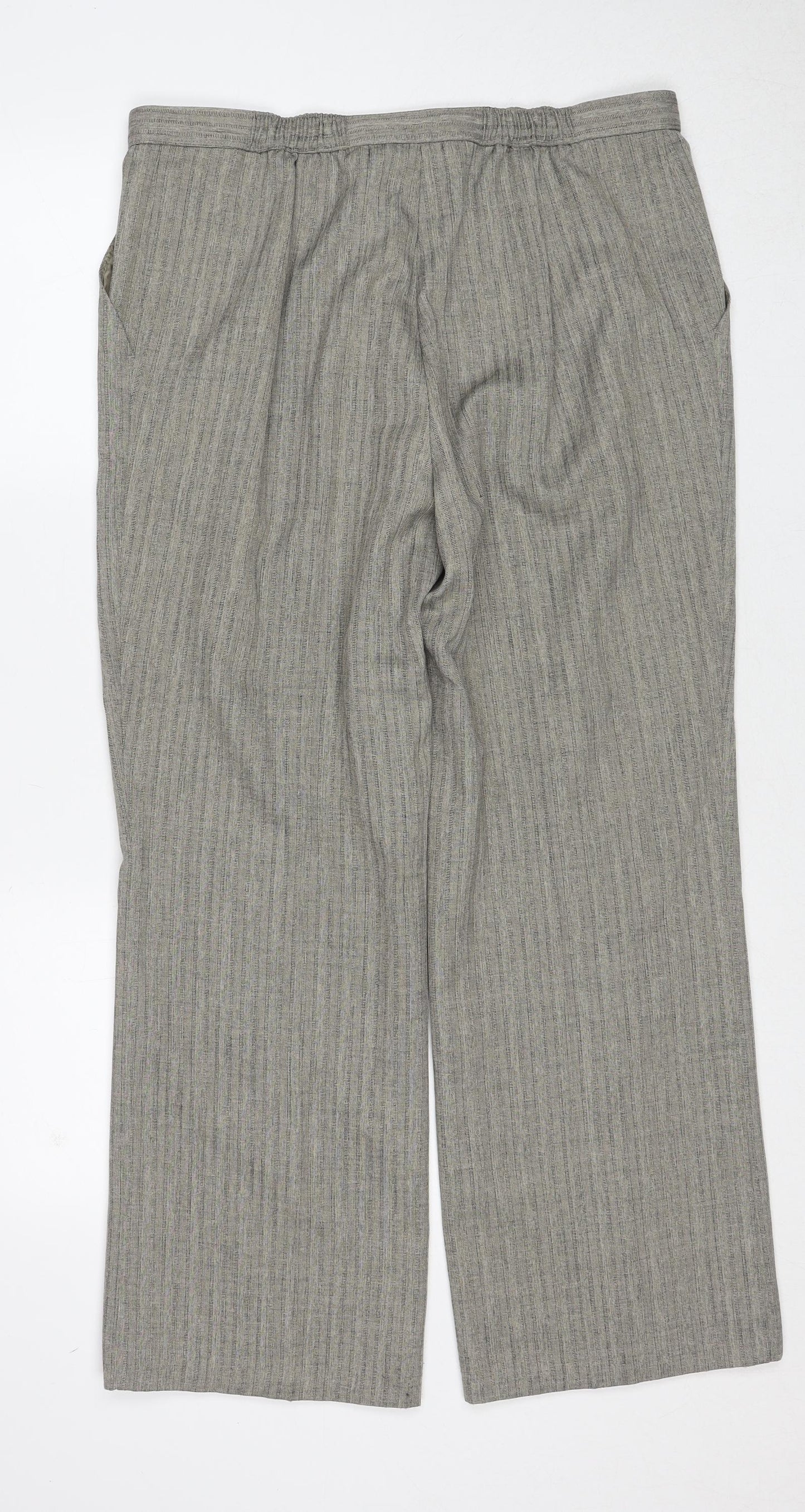 Marks and Spencer Womens Beige Striped Polyester Dress Pants Trousers Size 14 Regular Zip
