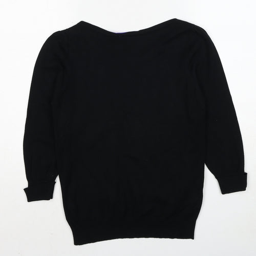 BHS Womens Black Round Neck Nylon Pullover Jumper Size 10