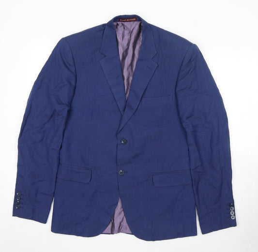 Ejaz Suiting Mens Blue Polyester Jacket Blazer Size 40 Regular
