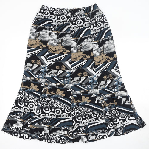 Saloos Womens Multicoloured Geometric Polyester Swing Skirt Size 12