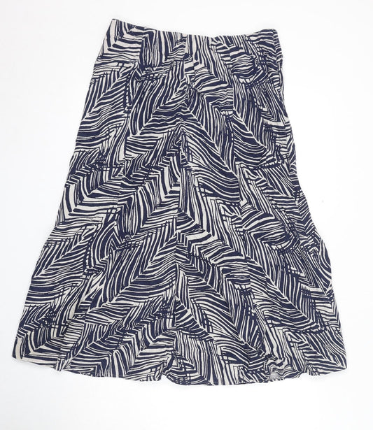 EWM Womens Blue Geometric Linen Peasant Skirt Size 12