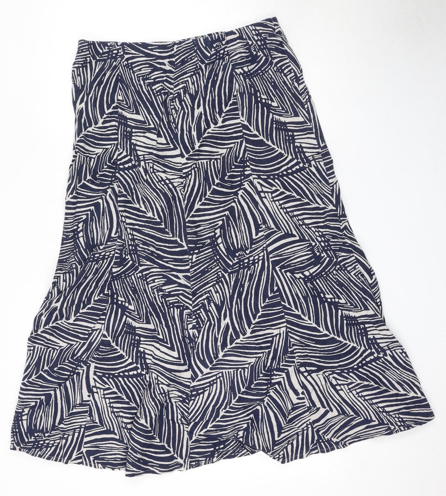 EWM Womens Blue Geometric Linen Peasant Skirt Size 12