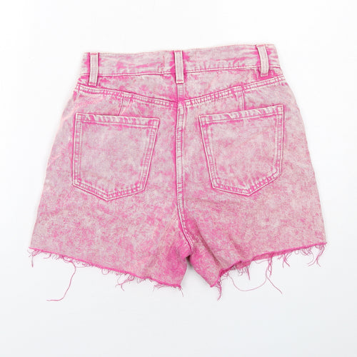 NEXT Womens Pink Cotton Cut-Off Shorts Size 6 Regular Zip