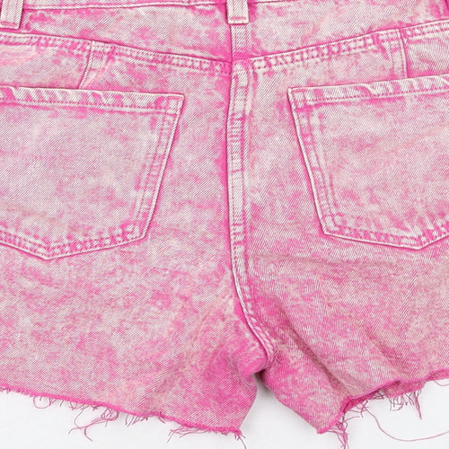 NEXT Womens Pink Cotton Cut-Off Shorts Size 6 Regular Zip