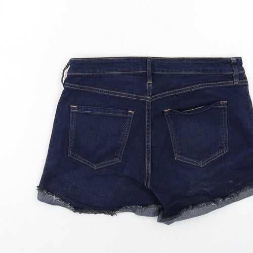 H&M Womens Blue Cotton Mom Shorts Size 10 Regular Zip