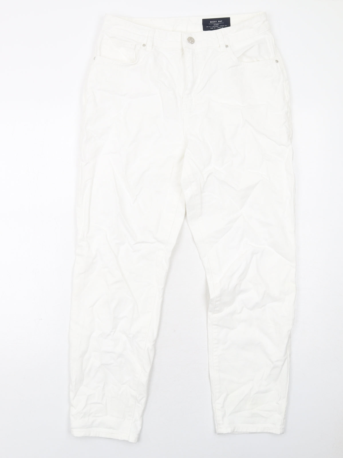 Noisy may Womens White Cotton Tapered Jeans Size 12 L32 in Regular Zip