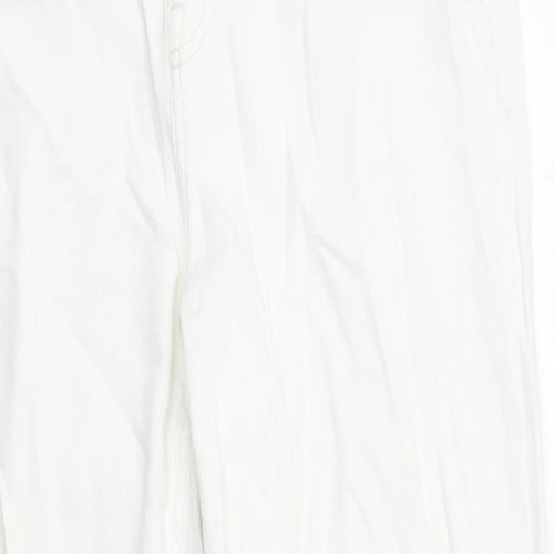 H&M Womens White Cotton Straight Jeans Size 12 Regular Zip