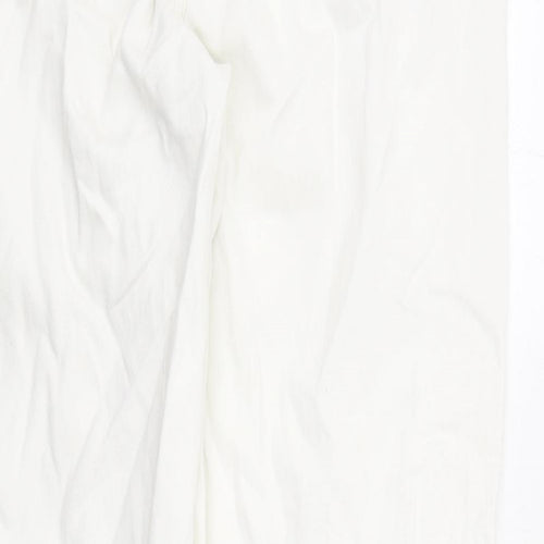H&M Womens White Cotton Straight Jeans Size 12 Regular Zip