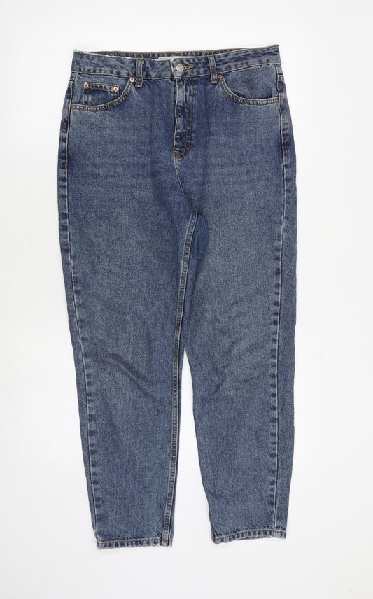 Topshop Womens Blue Cotton Tapered Jeans Size 30 in Regular Zip