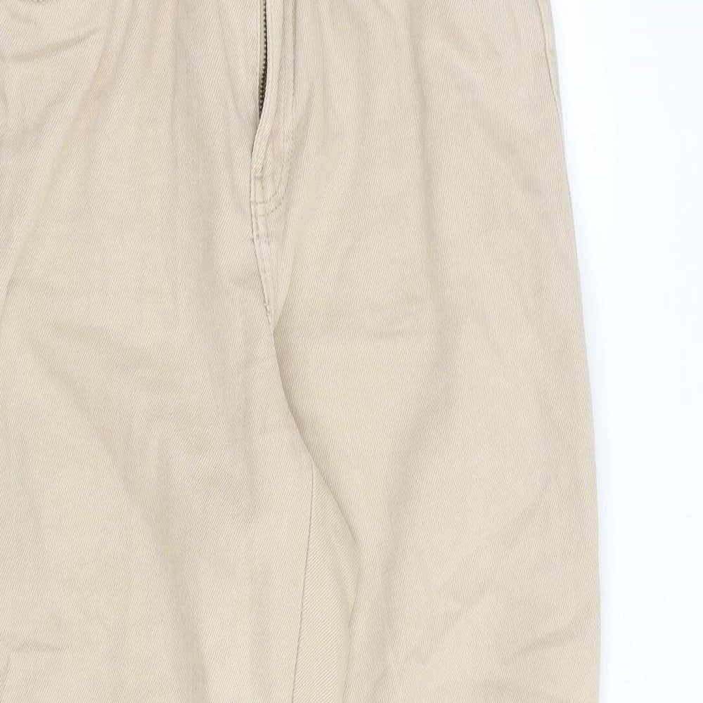 H&M Womens Beige Cotton Tapered Jeans Size 10 Regular Zip