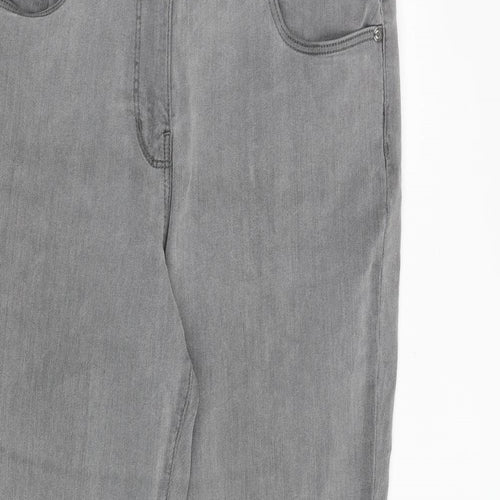 Bonmarché Womens Grey Cotton Bootcut Jeans Size 14 Regular Zip