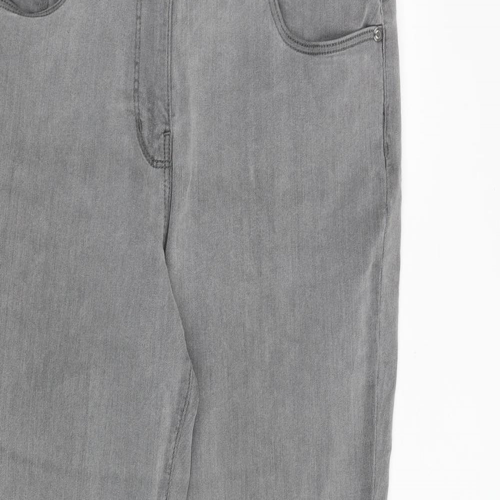 Bonmarché Womens Grey Cotton Bootcut Jeans Size 14 Regular Zip