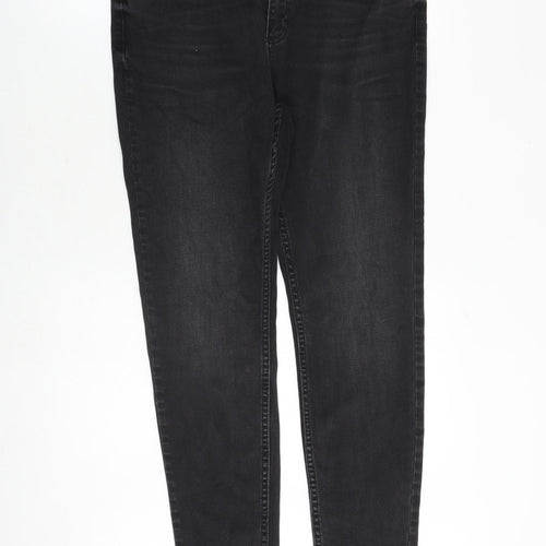 Marks and Spencer Womens Black Cotton Skinny Jeans Size 16 Slim Zip